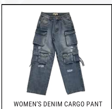 Women's Denim Cargo Pants with 3D Pockets
