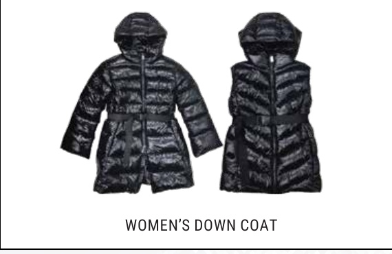 Women's Quilted Down Coat with Belt